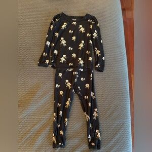 Kyte BABY Floral Kids Pajama Set - Black and Cream